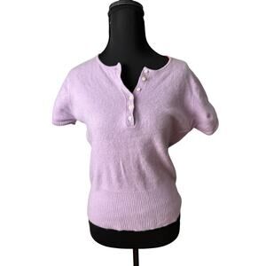 Griffen 100% Cashmere Short Sleeve Sweater LG Soft Romantic Preppy Old Money